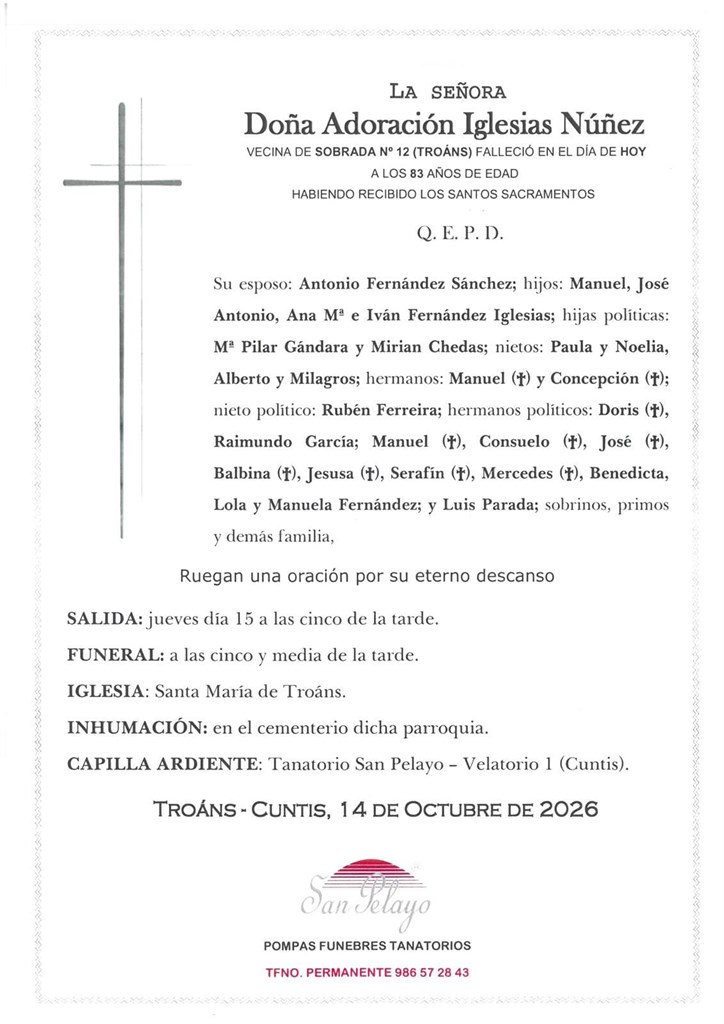Foto 1 ADORACIÓN IGLESIAS NÚÑEZ