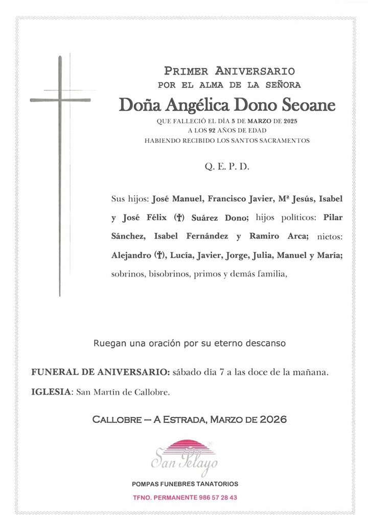 ANIV. ANGELICA DONO SEOANE 7/03/2026