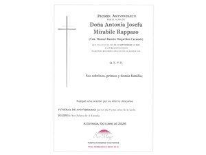 ANIV. ANTONIA JOSEFA MIRABILE RAPPAZO 8/10/2026