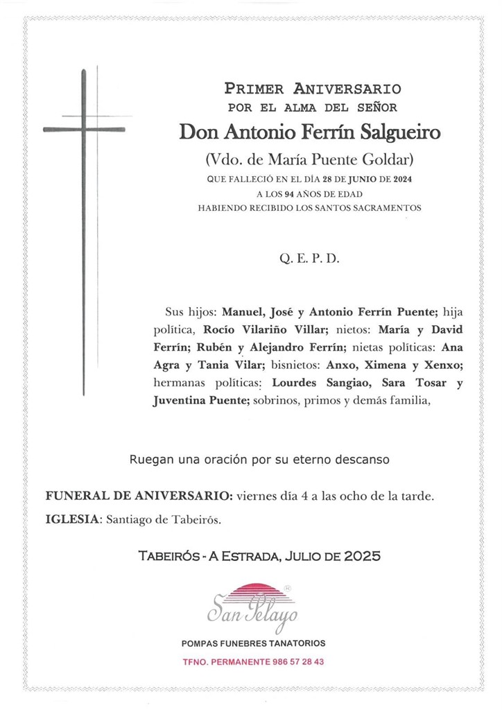 ANIV: ANTONIO FERRÍN SALGUEIRO 04/07/2025