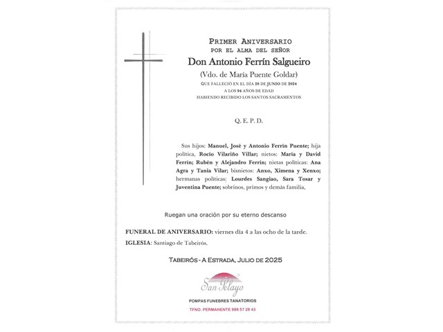 ANIV: ANTONIO FERRÍN SALGUEIRO 04/07/2025