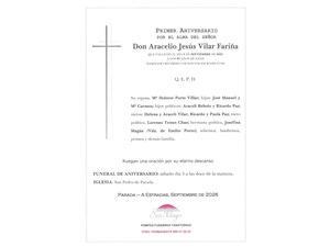 ANIV. ARACELIO JESUS VILAR FARIÑA 5/09/2026
