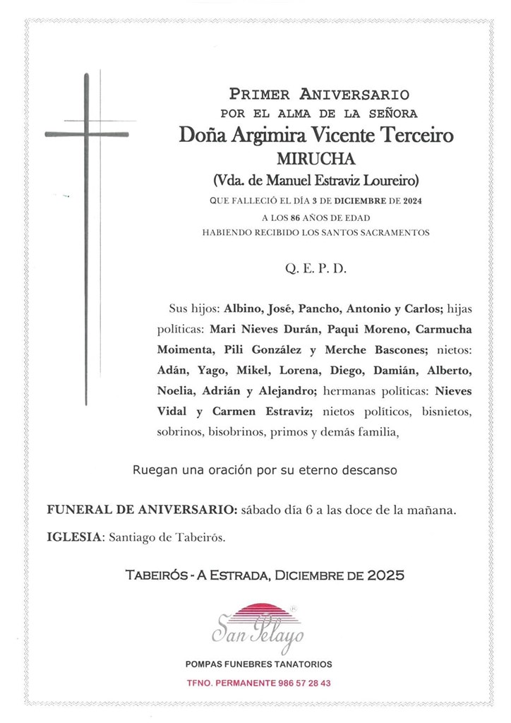 ANIV. ARGIMIRA VICENTE TERCEIRO 6/12/2025