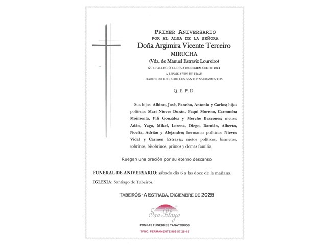 ANIV. ARGIMIRA VICENTE TERCEIRO 6/12/2025