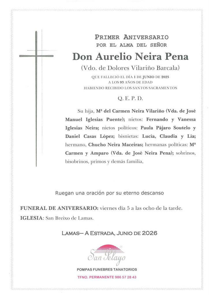 ANIV: AURELIO NEIRA PENA 05/06/2026