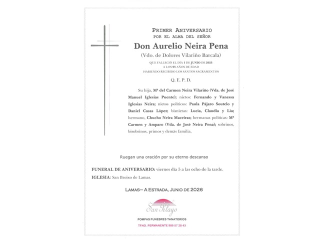 ANIV: AURELIO NEIRA PENA 05/06/2026