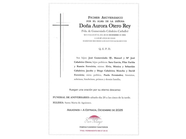 ANIV. AURORA OTERO REY 20/12/2025