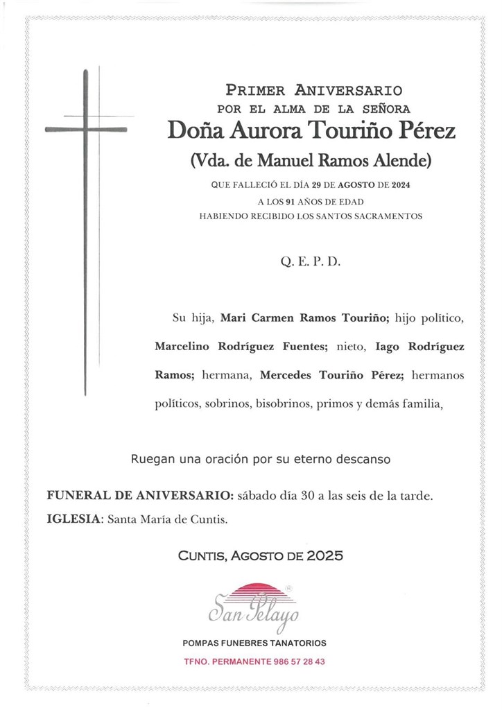 ANIV. AURORA TOURIÑO PEREZ 30/08/2025