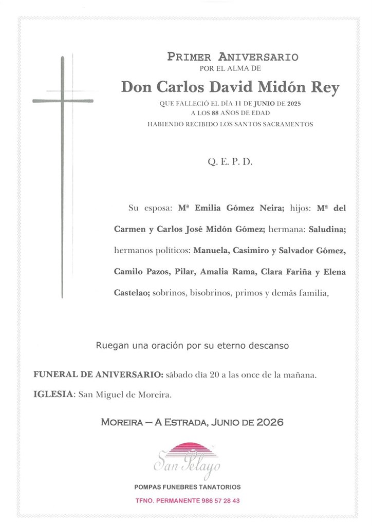 ANIV. CARLOS DAVID MIDON REY 20/06/2026