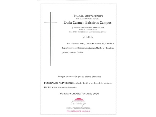 ANIV.  CARMEN BALSEIROS  CAMPOS   21/03/2026