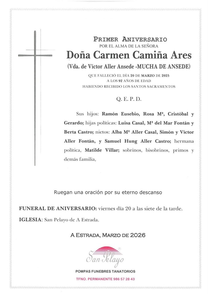 ANIV.  CARMEN CAMIÑA ARES  20/03/2026