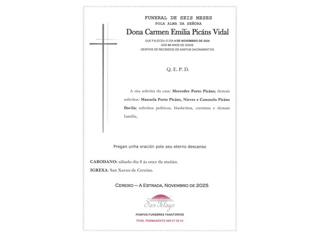 ANIV. CARMEN EMILIA PICANS VIDAL 8/11/2025