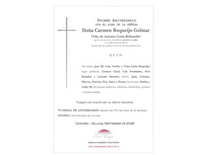 ANIV. CARMEN REQUEIJO GOLMAR 19/09/2026