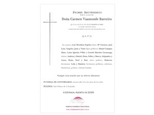 ANIV: CARMEN VAAMONDE BARREIRO 14/08/2026