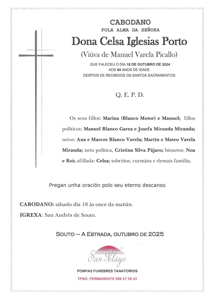 ANIV. CELSA IGLESIAS PORTO 18/10/2025