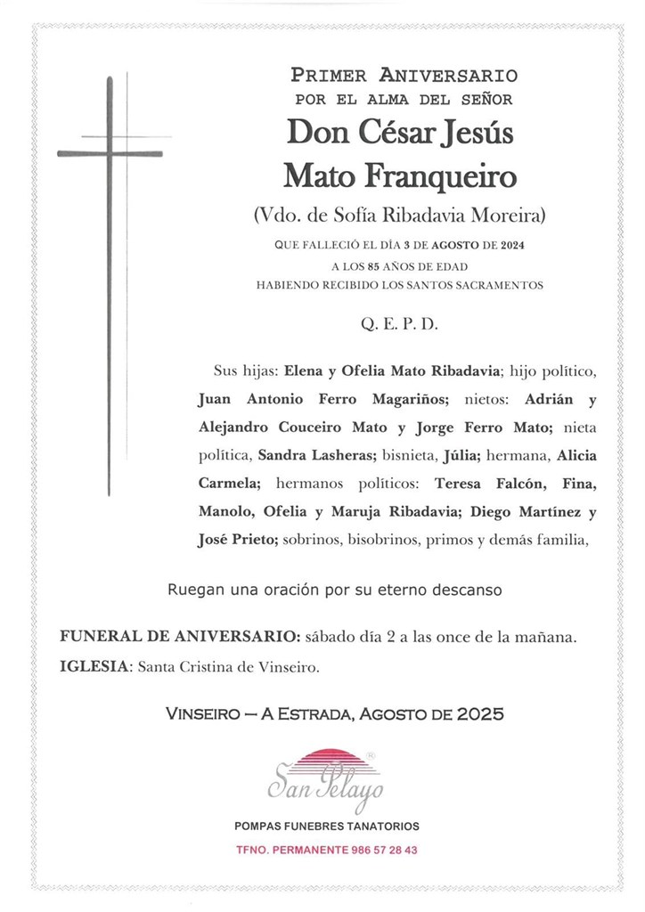 ANIV. CESAR JESUS MATO FRANQUEIRO 2/08/2025