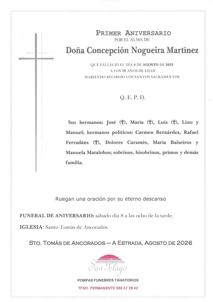 ANIV: CONCEPCION NOGUEIRA MARTINEZ 08/08/2026