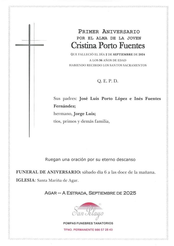 ANIV: CRISTINA PORTO FUENTES 06/09/2025