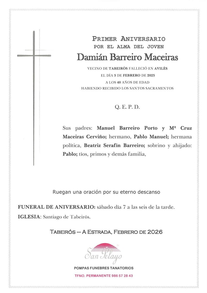 ANIV: DAMIÁN BARREIRO MACEIRAS 07/02/2026