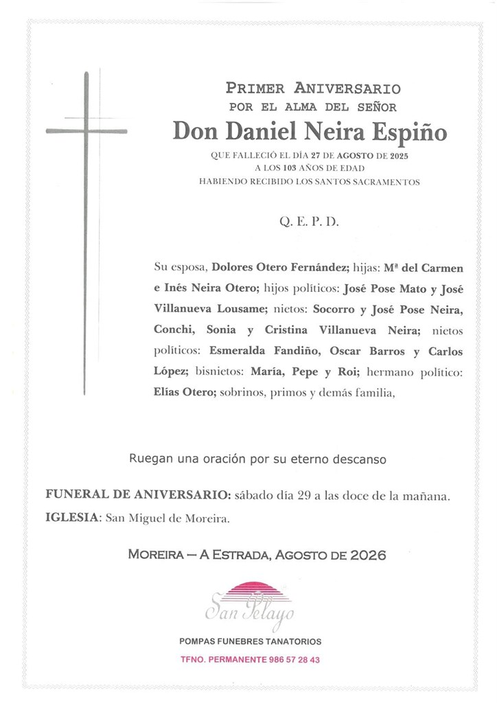ANIV. DANIEL NEIRA ESPIÑO 29/08/2026