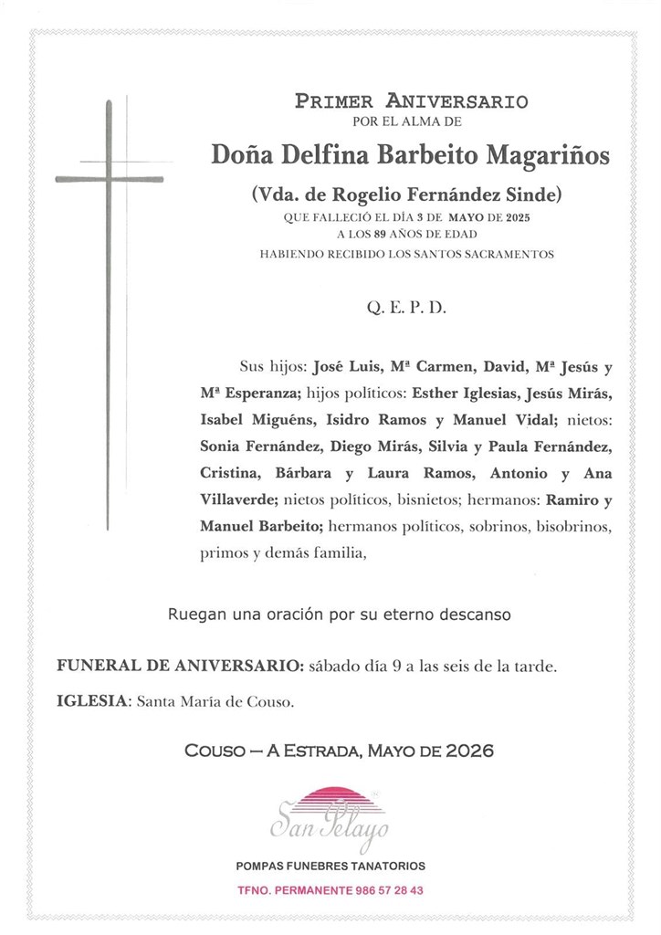 ANIV. DELFINA BARBEITO MAGARIÑOS 9/05/2025
