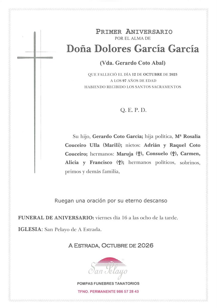 ANIV. DOLORES GARCIA GARCIA 16/10/2026