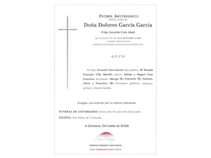 ANIV. DOLORES GARCIA GARCIA 16/10/2026