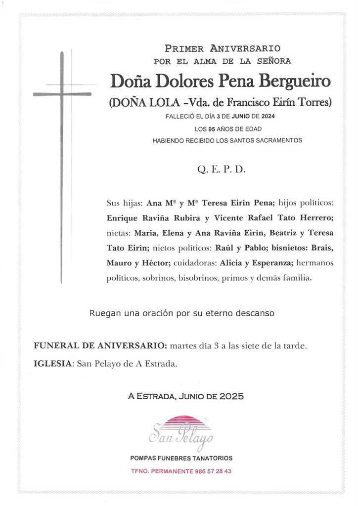 ANIV. DOLORES PENA BERGUEIRO 03/06/20258