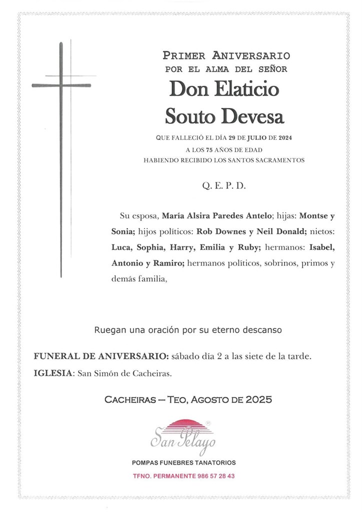 ANIV. ELATICIO SOUTO DEVESA 2/08/2025