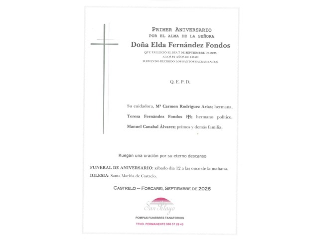 ANIV. ELDA FERNANDEZ FONDOS 12/09/2026