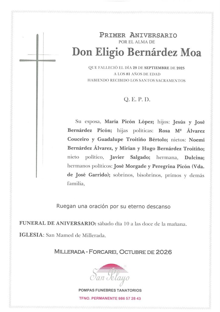 ANIV. ELIGIO BERNARDEZ MOA 10/10/2026