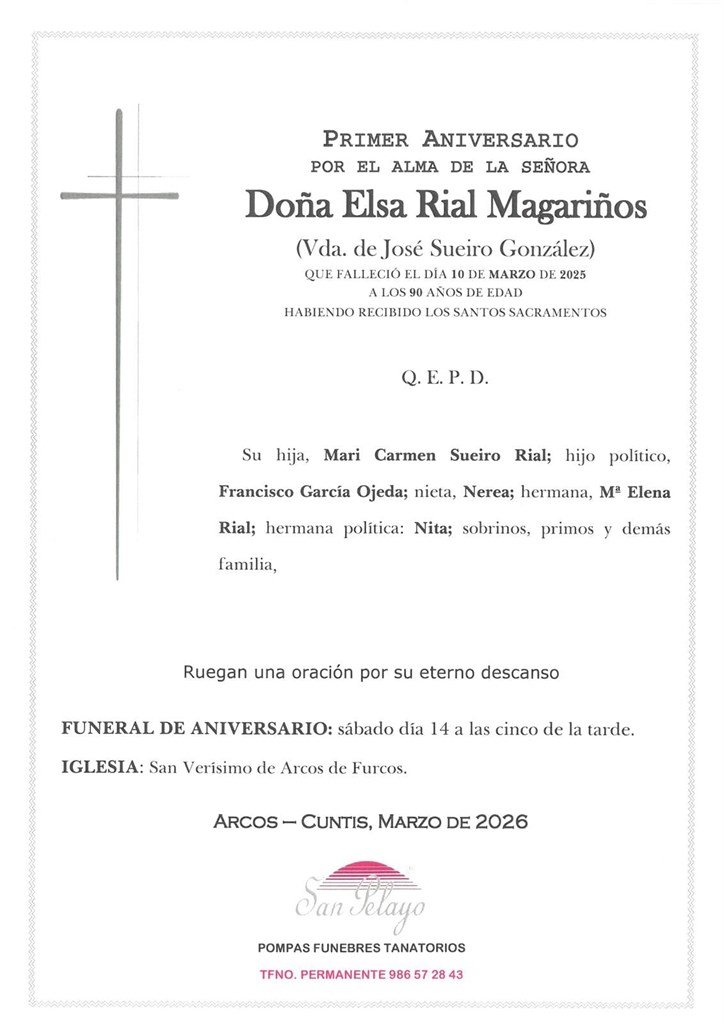 ANIV: ELSA RIAL MAGARIÑOS 14/03/2026
