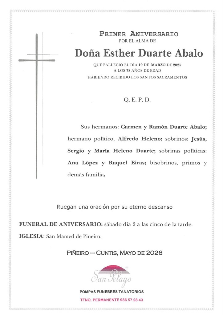 ANIV. ESTHER DUARTE ABALO 2/05/2026