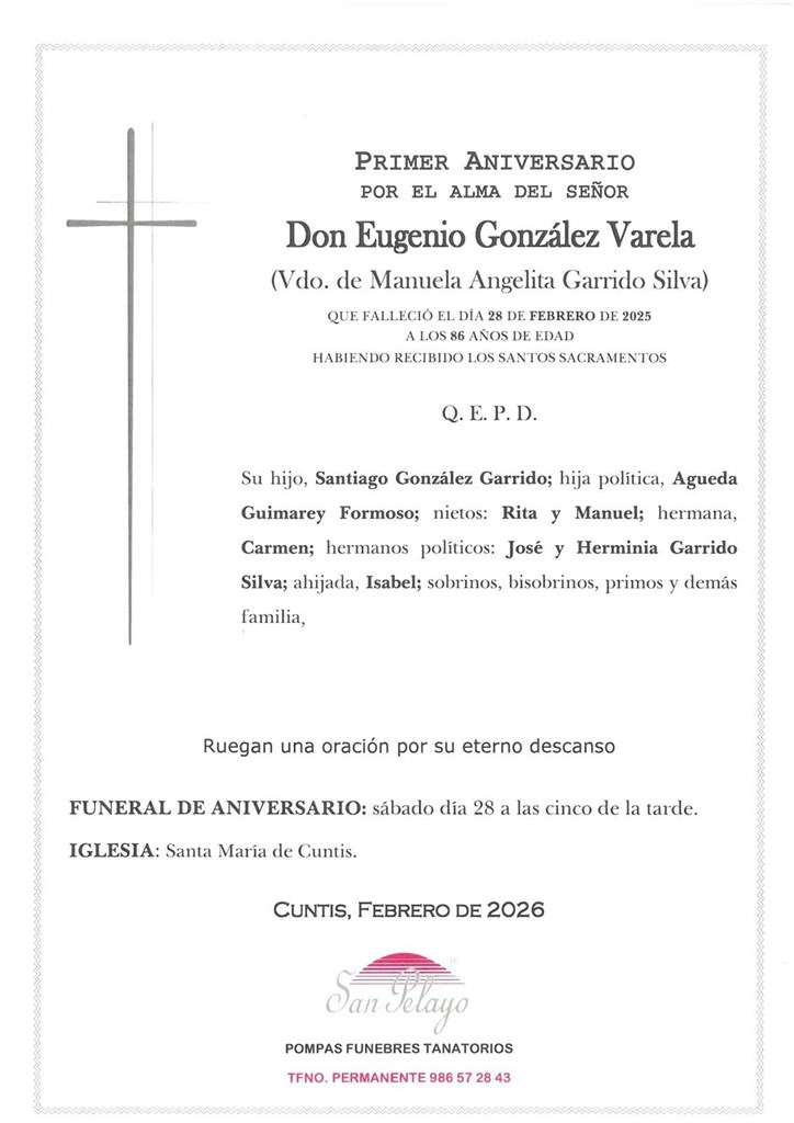 ANIV. EUGENIO GONZALEZ VARELA 28/2/2026