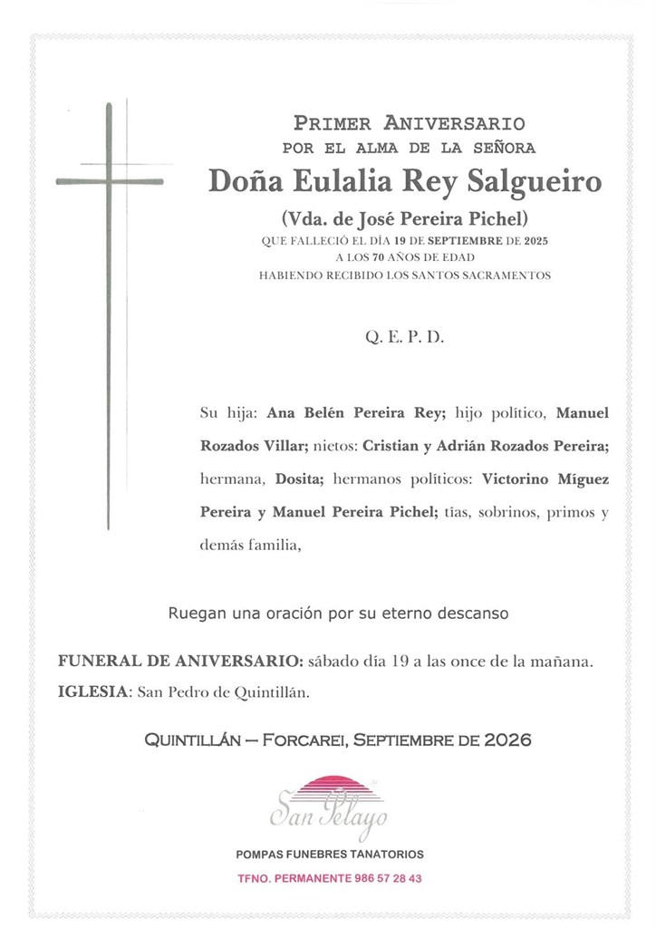 ANIV. EULALIA REY SALGUEIRO 19/09/2026