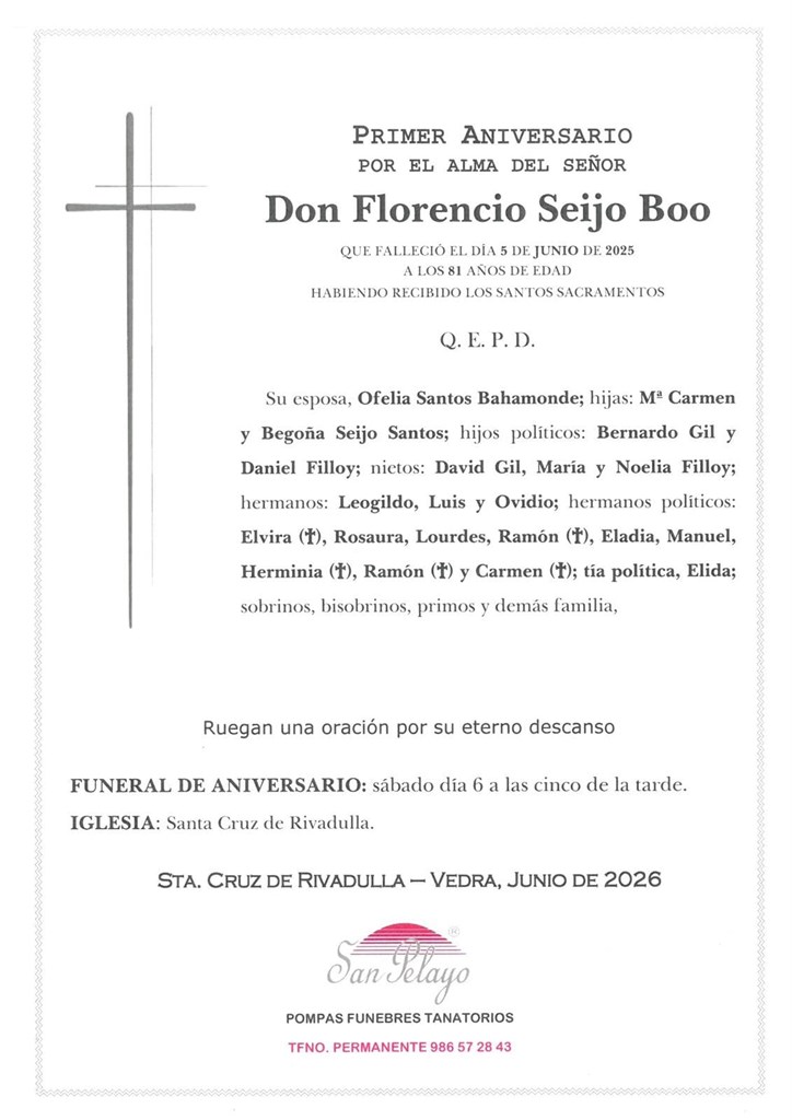 ANIV: FLORENCIO SEIJO BOO 06/06/26
