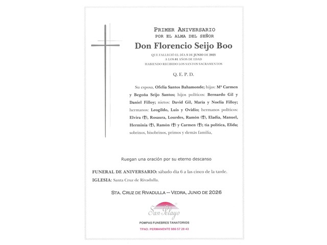 ANIV: FLORENCIO SEIJO BOO 06/06/26
