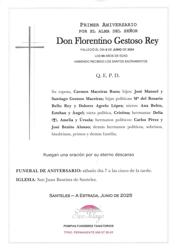 ANIV. FLORENTINO GESTOSO REY 7/06/2025