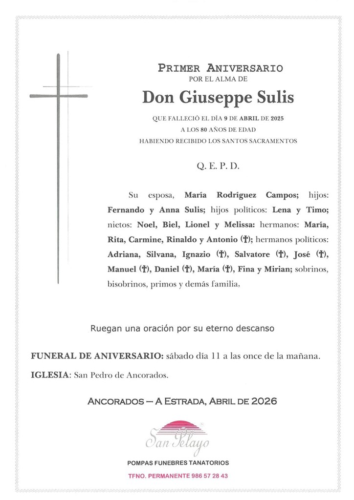 ANIV. GIUSEPPE SULIS 11/04/2026