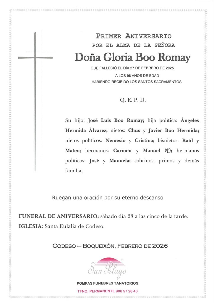 ANIV. GLORIA BOO ROMAY 28/2/2026