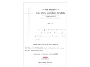 ANIV. GLORIA CORREDOIRA RIVADULLA11/04/2026