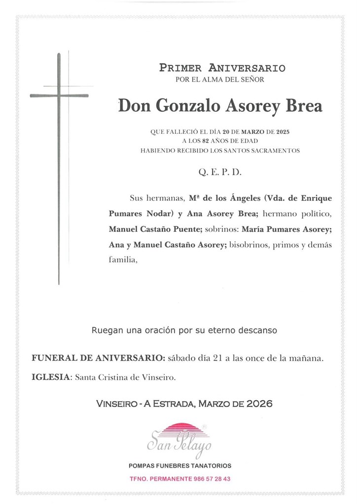 ANIV.  GONZALO ASOREY BREA    21/03/2026