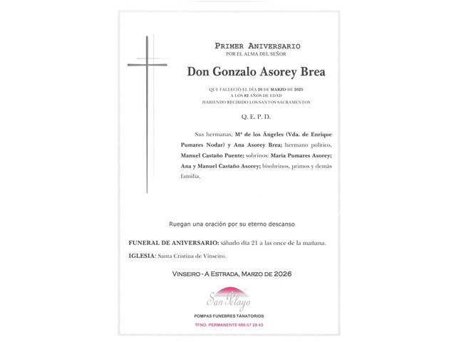 ANIV.  GONZALO ASOREY BREA    21/03/2026