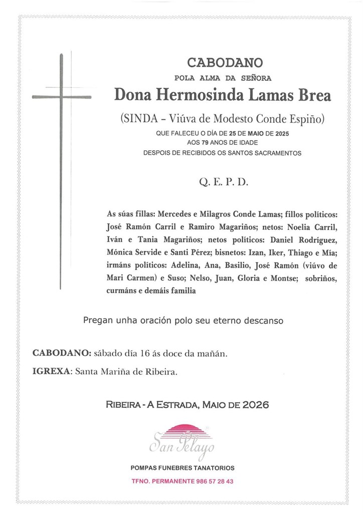 ANIV: HERMOSINDA LAMAS BREA 16/05/2026