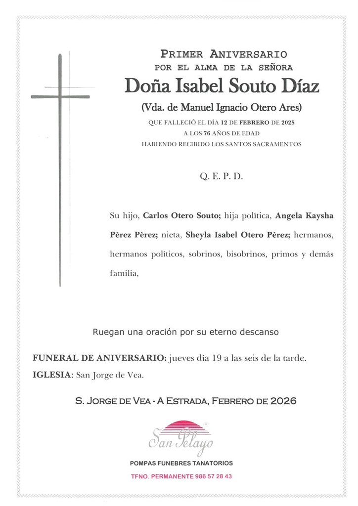 ANIV. ISABEL SOUTO DIAZ 19/02/2026