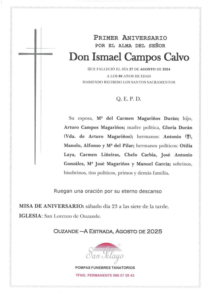 /ANIV. ISMAEL CAMPOS CALVO 23/08/2025