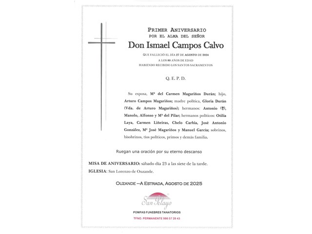 /ANIV. ISMAEL CAMPOS CALVO 23/08/2025