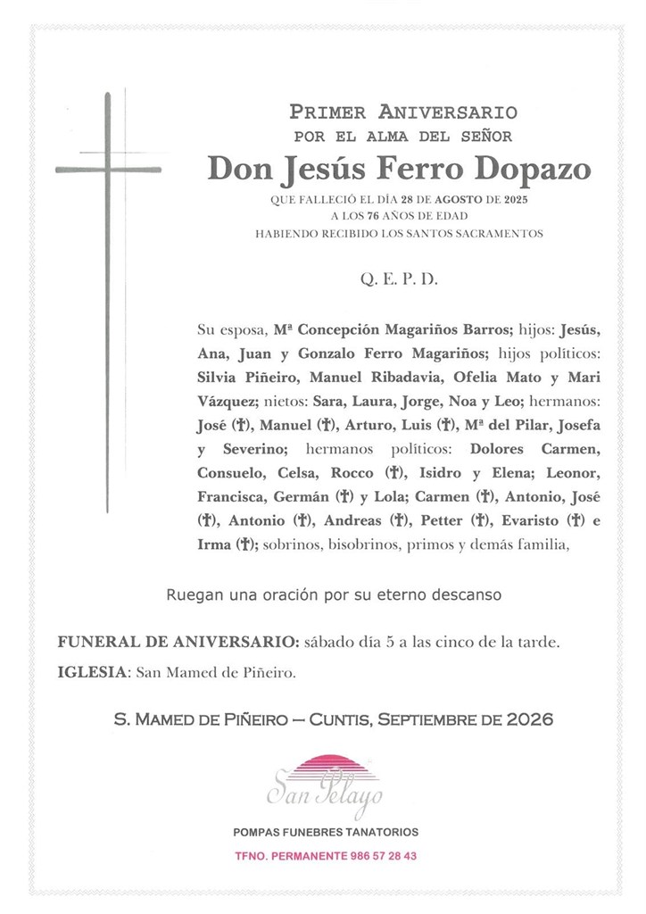 ANIV. JESUS FERRO DOPAZO 5/09/2026