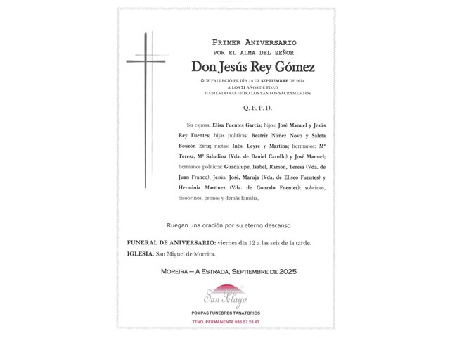 ANIV: JESÚS REY GÓMEZ 12/09/2025