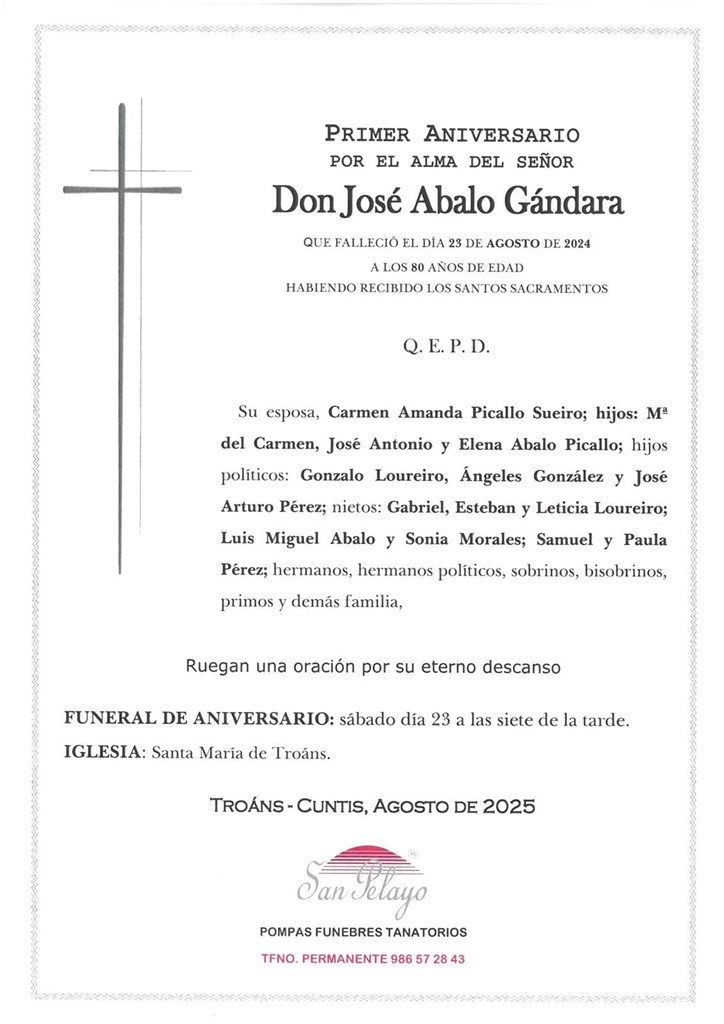 ANIV. JOSE ABALO GANDARA 23/08/2025